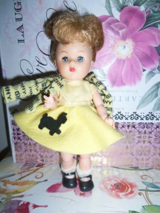 8 " Vogue Ginny Doll Vinyl Head Plastic Bkw 1963 - 65 In Tagged Scotty Dog Outfit