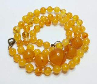 12g Antique Natural Baltic Amber Eggyolk Butterscotch Amber Necklace Round Beads