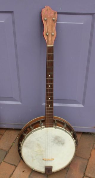 Antique Vintage Lr 4 String Banjo As Found
