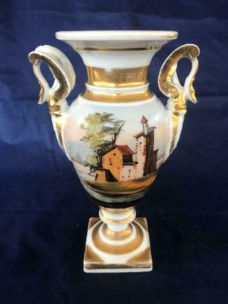 Fine Antique French Paris Porcelain Hand Painted Vase.  3.