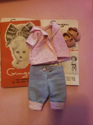 Vintage 50s Ginger Doll Clothes Capris And Top Pink Gingham Ginny Vogue 8 "
