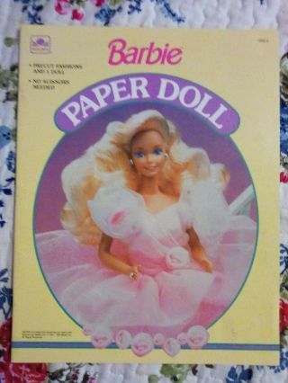 1990 Uncut Vtg Barbie Paper Doll Book 12 Outfits On 4 Pgs W/tote & Portrait