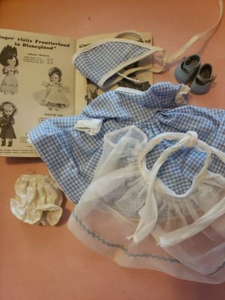 Vintage 50s Ginger Doll Clothing Frontierland Frontier Girl Dress Blue Gingham