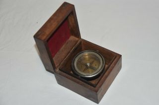 Vintage Nautical Maritime Compass In Wooden Box -