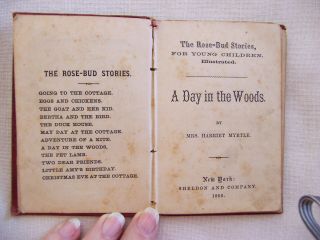 (c) 1866 Antique Children ' s Story Book - A DAY IN THE WOODS / The Rose - Bud Stories 4