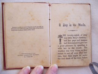 (c) 1866 Antique Children ' s Story Book - A DAY IN THE WOODS / The Rose - Bud Stories 5