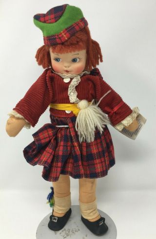 Vintage Tagged Molly - Es International Cloth Doll Scotland Girl Heather 15 " Tall