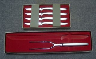 Set Of 4 Gerber Miming Steak Knives Plus Serving Fork,  With Boxes No Reseerve