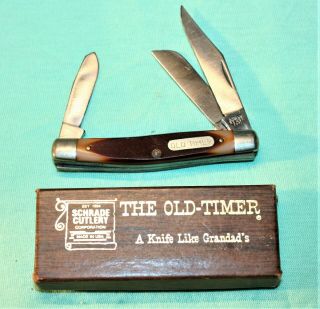 Old Timer Schrade Pocket Knife 3 Blades 340t Vintage N.  Y.  Usa