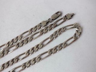 Long Solid Sterling Silver Figaro Link Chain/ L 70 cm/ 33 g 7