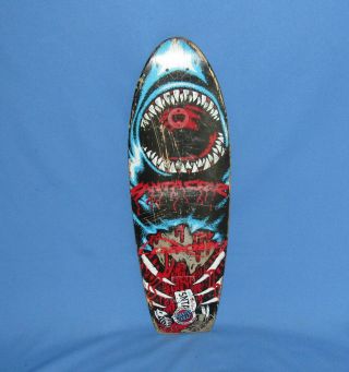 Vintage Santa Cruz Loaded Skateboard Deck W/ Jaws Shark Graphics