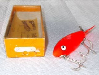 NOS - VINTAGE WOOD HEAVY DUTY L - RIG MUSKY/SALTWATER BOMBER IN CB BOX & PAPERS 2