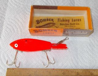 NOS - VINTAGE WOOD HEAVY DUTY L - RIG MUSKY/SALTWATER BOMBER IN CB BOX & PAPERS 6