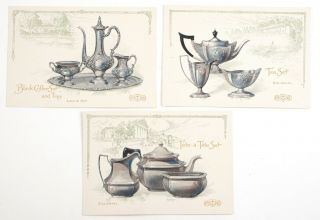 Vintage Gorham Silver Silverware of the Ages Advertising Cards Set Copr.  1910 5