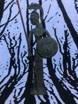 Mcm Vintage Greek Cast Iron Goddess Athena Statue Figure 13.  5 "