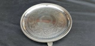 An Antique 1920.  S Silver Plated Tray With Elegant Engraved Patterns.  Ornate.