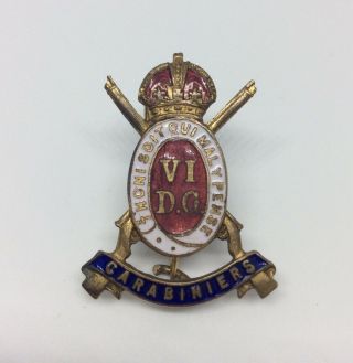 Antique Ww1 Carabiniers 6th Dragoon Guards Sweetheart Enamel Pin Badge