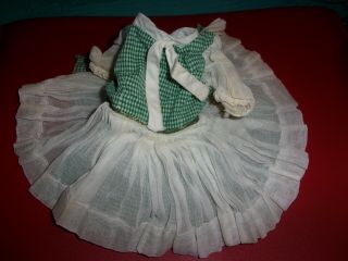 Vintage Terri Lee Doll Tagged Green & White Checked Dress W/ White Apron