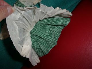 VINTAGE TERRI LEE DOLL TAGGED GREEN & WHITE CHECKED DRESS w/ WHITE APRON 5