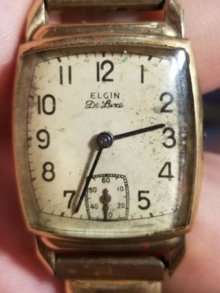 Vintage Elgin De Luxe 17 Jewels Watch 10k Gf Parts