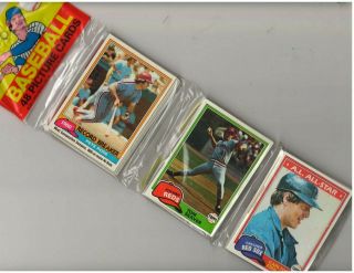 1981 Topps 48 Baseball Card Rack Pack With Fisk,  Rose,  Seaver Cards Shown On Front