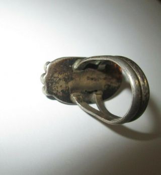 Antique Native American Silver and Coral Ring with No Hallmark 4