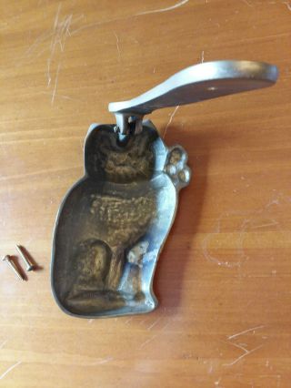 Antique Vintage Brass Cat with Bow Door Knocker 6 