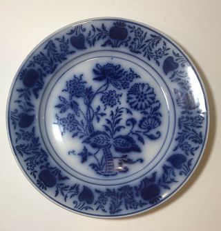 Antique Flow Blue Plate Opaque Luneville France Floral 8 3/4” Ironstone