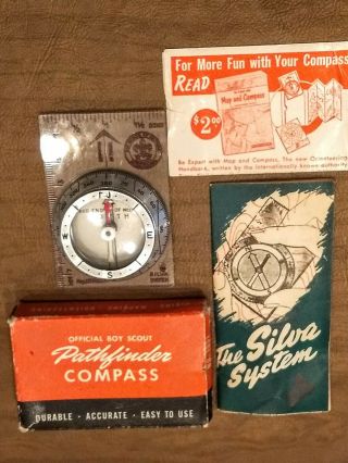 Vintage Official Boy Scout Bsa Pathfinder Compass Hiking,  Silva System 1051