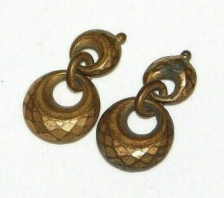 Antique,  Victorian Etruscan Revival Pendant Earrings For Repair Or Spares