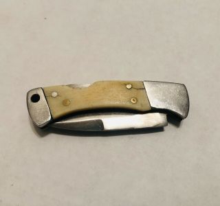 Antique Ivory Colored Bone Handle Lock Back Pocket Knife
