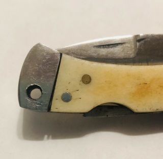 Antique Ivory Colored Bone Handle Lock Back Pocket Knife 3