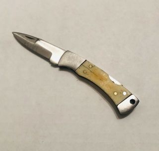 Antique Ivory Colored Bone Handle Lock Back Pocket Knife 4