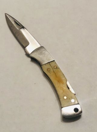 Antique Ivory Colored Bone Handle Lock Back Pocket Knife 5