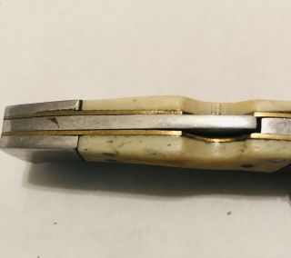 Antique Ivory Colored Bone Handle Lock Back Pocket Knife 7