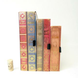 Punch Studio Maps of the World Book Nesting Boxes Vintage Style,  Set of 3 Gold 3