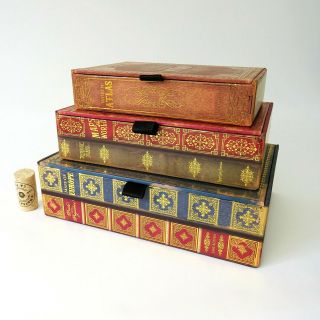 Punch Studio Maps of the World Book Nesting Boxes Vintage Style,  Set of 3 Gold 4