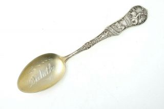 Duluth Sterling Silver Souvenir Spoon Cowboys Native Americans & Miners