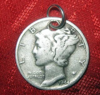 Vintage Antique Usa Liberty Mercury Dime Coin Jewelry Pendant Necklace
