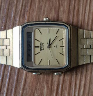 Vintage 1980s Seiko Quartz Ana - Digi H357 - 5000 Gold Plated Japan Watch 2
