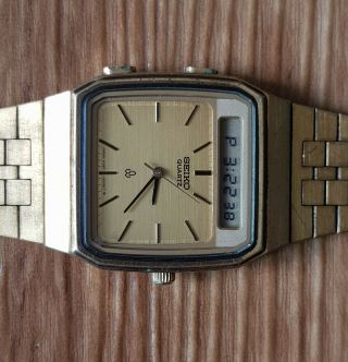 Vintage 1980s Seiko Quartz Ana - Digi H357 - 5000 Gold Plated Japan Watch 3