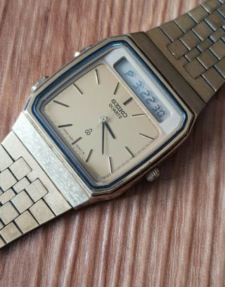 Vintage 1980s Seiko Quartz Ana - Digi H357 - 5000 Gold Plated Japan Watch 4