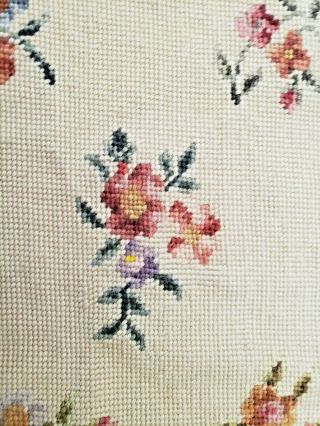 Vintage Antique Petit Point Needlepoint Floral Biege Background 2