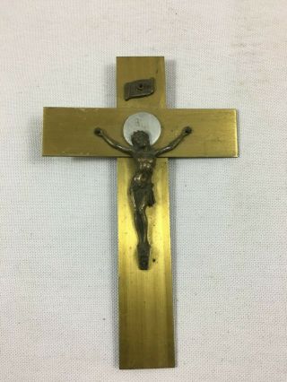 Gorgeous Antique Brass Signed M.  Denand Crucifix Pectoral Wall Collector Cross