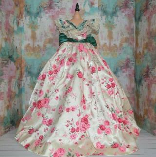 Vintage Madame Alexander 21 " Cissy Size Doll Clothing Dress Floral Satin & Lace