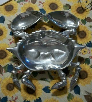 Vintage Wilton Armetale Crab/lobster Shell Divided Serving Dish Usa