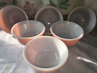 6 Antique Vtg Hazel Atlas Pink Salmon Moderntone Platonite Cereal Bowl 4 7/8 "