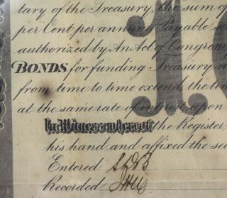 Antique Framed 1863 CSA Confederate $1,  000 Govt Bond - SC - 25 2