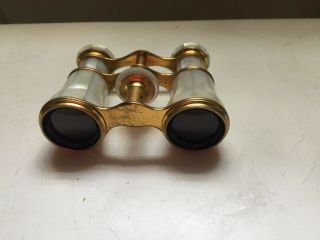 Antique Lemaire Paris Brass and Mother of Pearl Opera Glasses Binoculars 3