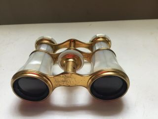 Antique Lemaire Paris Brass and Mother of Pearl Opera Glasses Binoculars 5